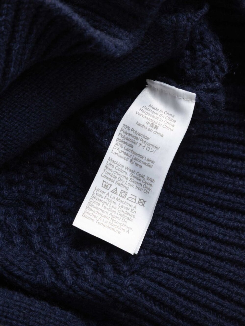 J.Crew Lambswool Blend Cable Knit Cardigan Sweater Men L Navy Blue Shawl - Picture 4 of 5